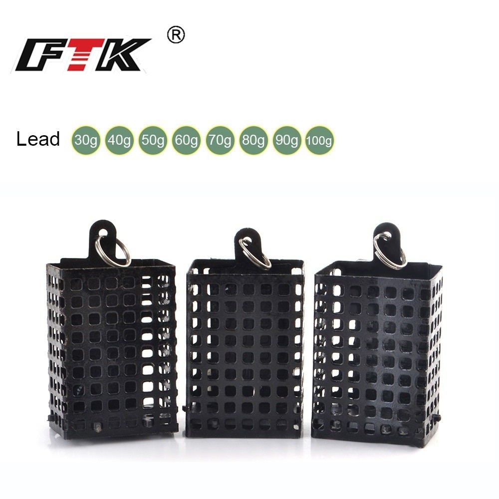 Freshwater Fishing Kit - Bait Container Square Shape Metal Feeder