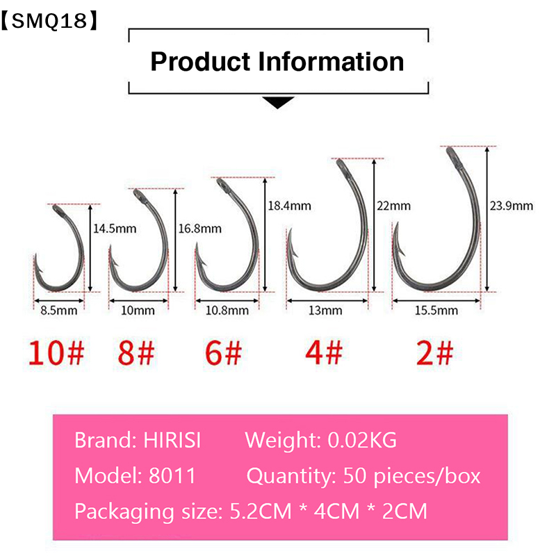 Hirisi 50pcs Boxed  Hooks Barb - Freshwater Fishing Kit recension och pris